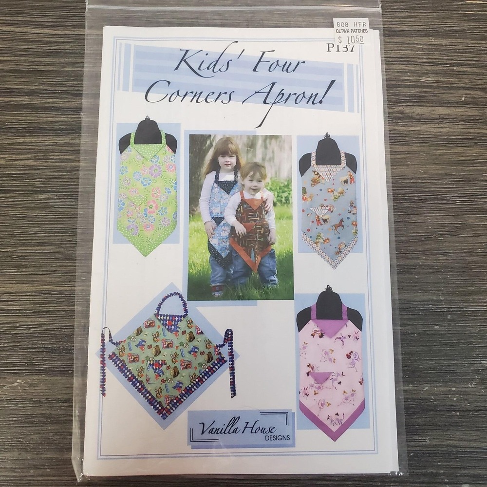 APRONS Four Corners Uncut Sewing Pattern OOP 18 mo to 8 yrs Kids